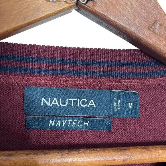 Nautica Knit Navtech Long Sleeve Crew Neck Pullover Sweater Maroon Size Medium - Picture 6 of 8